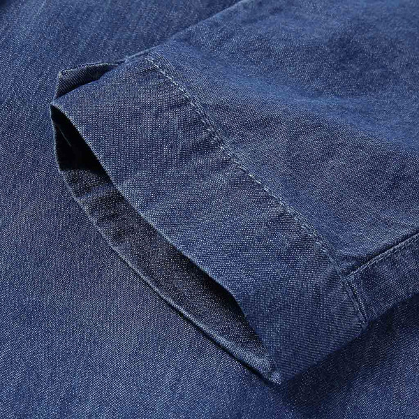 Alkalmi női farmer ing hosszú ujjal és gombokkal, kék színben