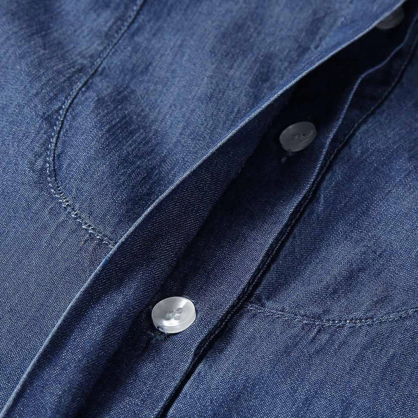 Alkalmi női farmer ing hosszú ujjal és gombokkal, kék színben