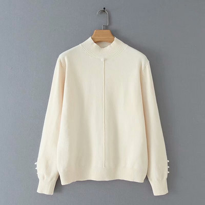 Дамски пуловер с висока яка в два цвята