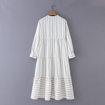 Női csíkos ruha - széles modell fehér színben
