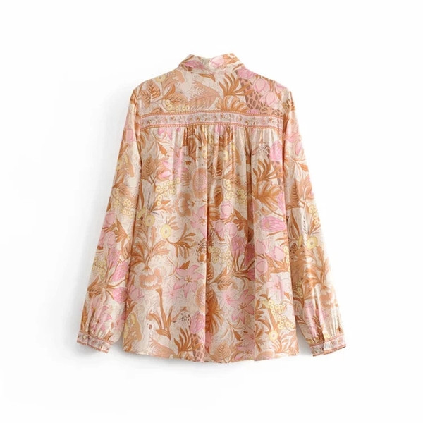 Női ing hosszú ujjal, színes mintával