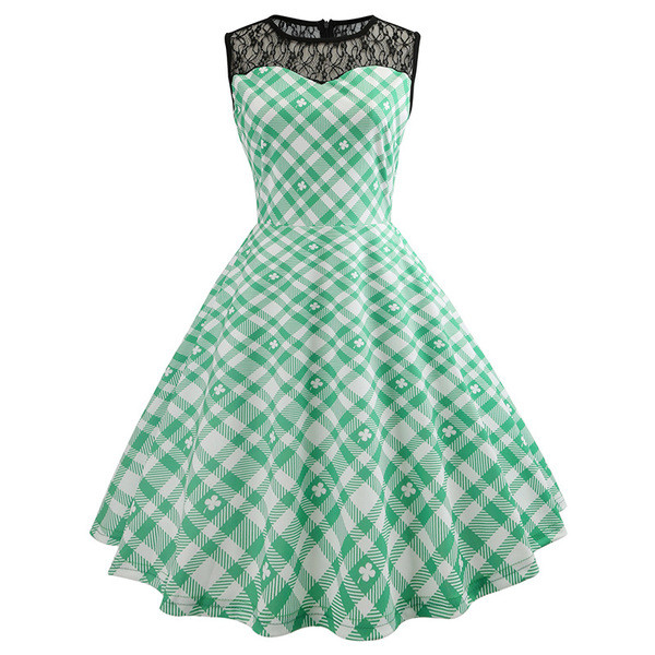 Alkalmi női ruha zöld pántokkal