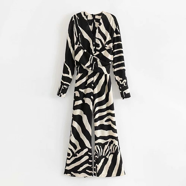 Stílusos női overall, hosszú ujjú, állatmintás