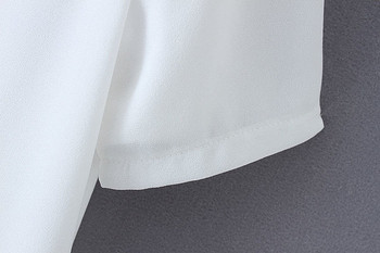 Női ruha - széles modell, rövid ujjú fehér színben