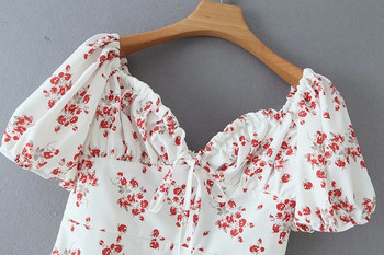 Rochie scurta de dama alb cu model floral