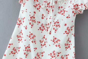 Rochie scurta de dama alb cu model floral