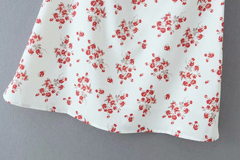 Rochie scurta de dama alb cu model floral