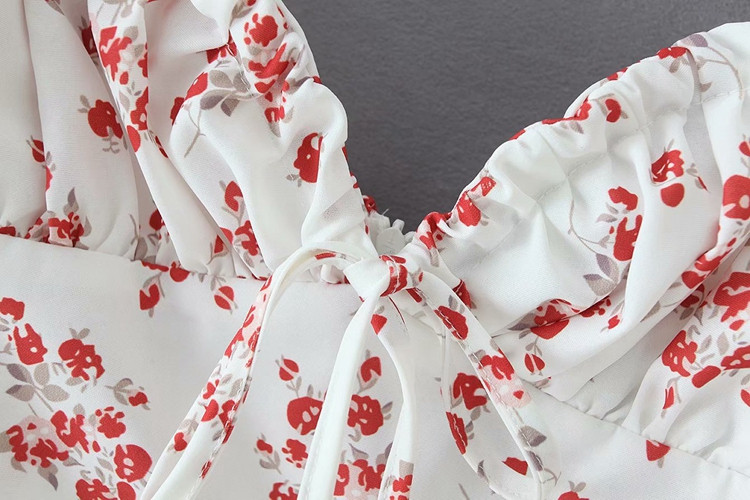 Rochie scurta de dama alb cu model floral