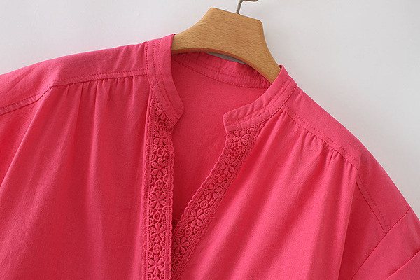 Cămașă de damă cu mânecă scurtă de culoare roșie