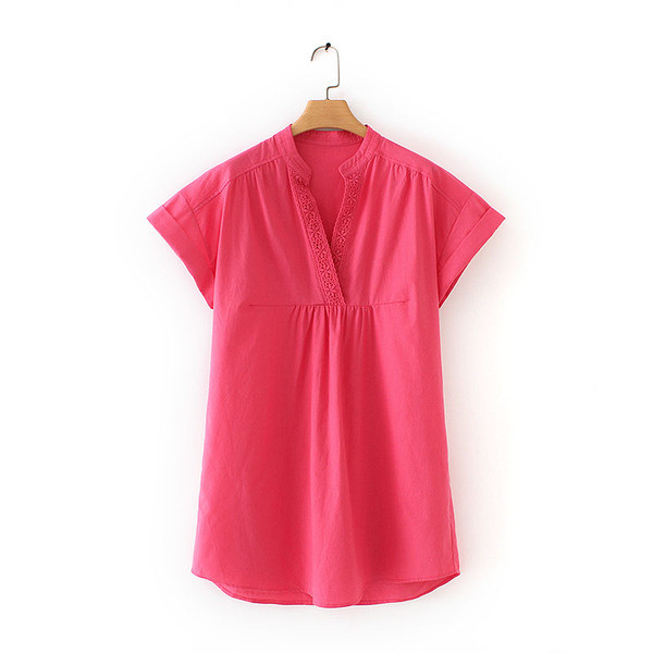 Cămașă de damă cu mânecă scurtă de culoare roșie