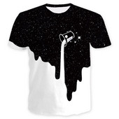 Férfi alkalmi póló rövid ujjal és O-nyakú fekete-fehér színben