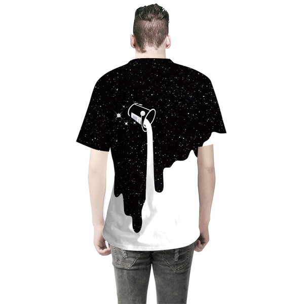 Férfi alkalmi póló rövid ujjal és O-nyakú fekete-fehér színben