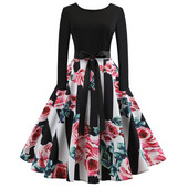 Rochie modernă de damă cu mâneci lungi și decolteu O în negru