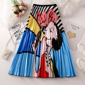 Modern női rakott szoknya magas derékkal