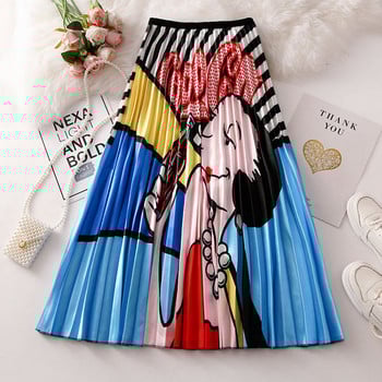 Modern női rakott szoknya magas derékkal