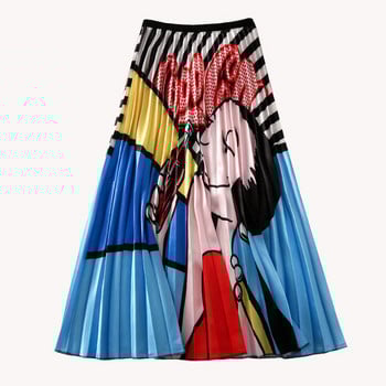 Modern női rakott szoknya magas derékkal