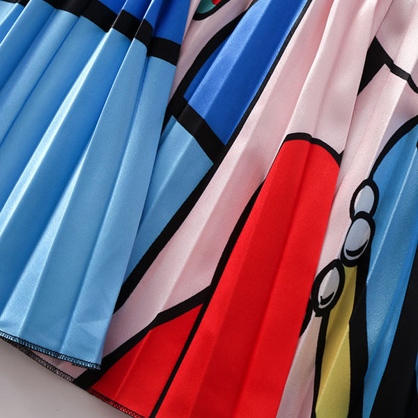 Modern női rakott szoknya magas derékkal