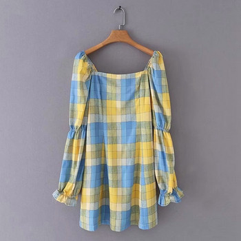 Női kockás ruha hosszú ujjal