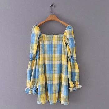 Női kockás ruha hosszú ujjal