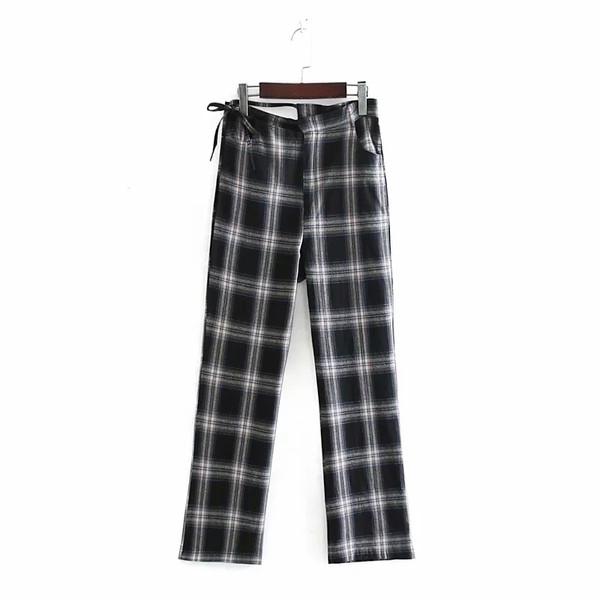 Női kockás nadrág zsebekkel