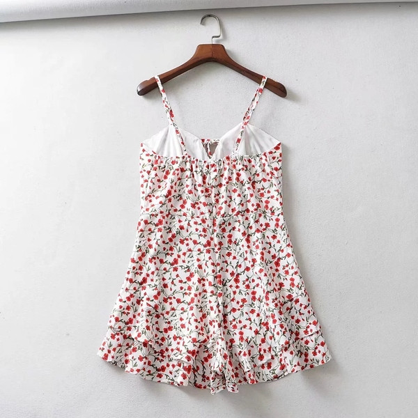 Virágmintás, vékony pántos női nyári overall