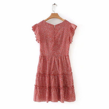 Pöttyös női ruha két színben, rövid ujjal