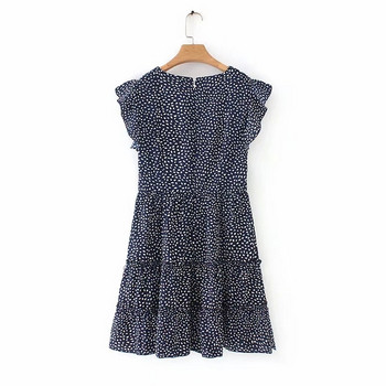 Pöttyös női ruha két színben, rövid ujjal