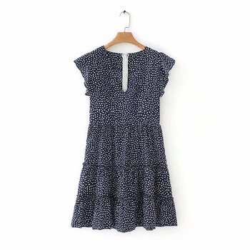 Pöttyös női ruha két színben, rövid ujjal