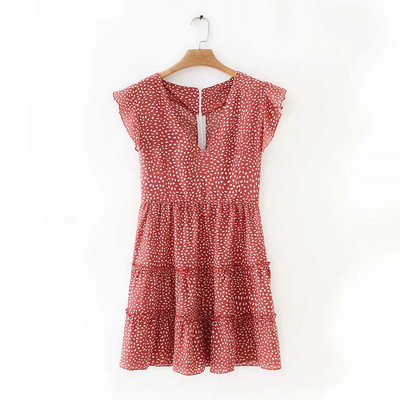 Pöttyös női ruha két színben, rövid ujjal