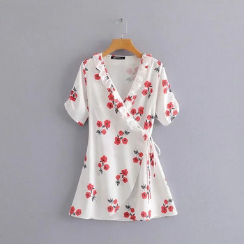 Rövid ujjú, mintás női ruha