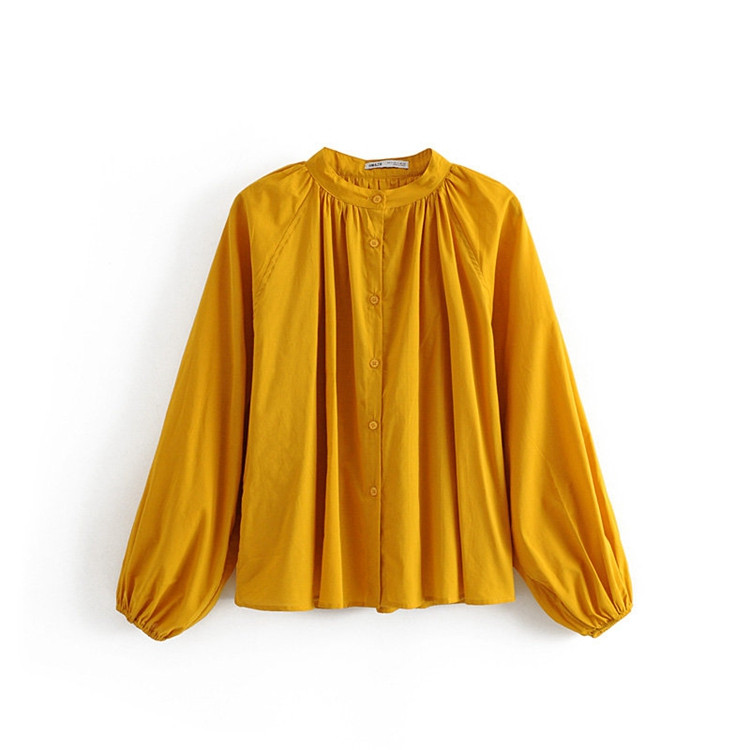 Női széles, hosszú ujjú ing sárga gumival