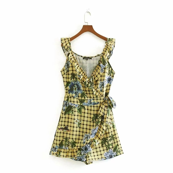 Női nyári overál V-nyakkal