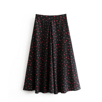 Rochie lunga de dama de culoare neagra cu imprimeu floral