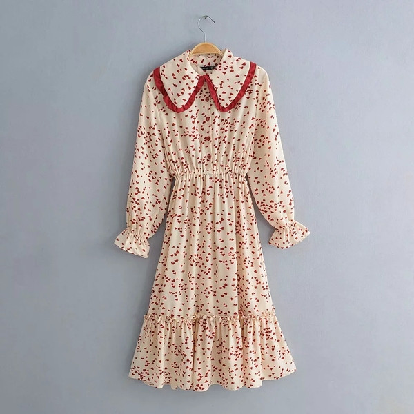 Rochie moderna de dama cu maneci lungi si model colorat