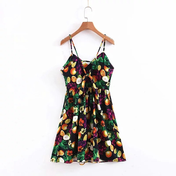 Rochie de dama cu model colorat si bretele subtiri