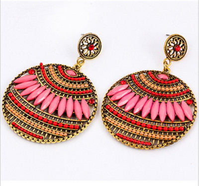 Stílusos női lógó fülbevaló kerek formával több színben