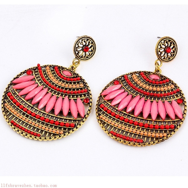 Stílusos női lógó fülbevaló kerek formával több színben