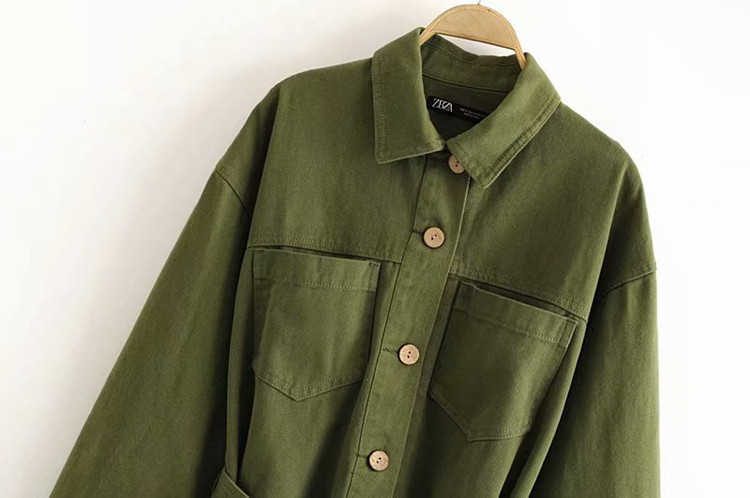 Дълго дънково яке в зелен и розов цвят