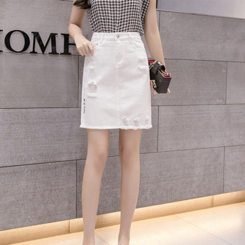 Női alkalmi farmerszoknya fehér színben