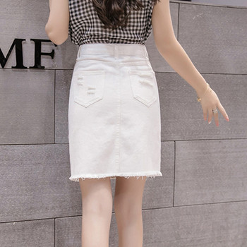 Női alkalmi farmerszoknya fehér színben