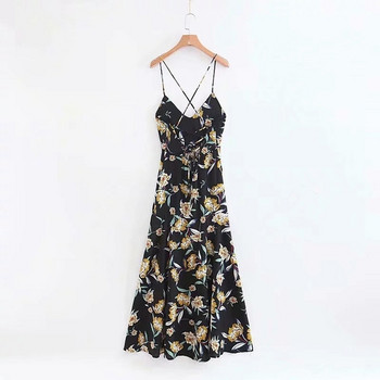 Rochie de dama cu bretele subtiri si model colorat