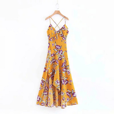 Rochie de dama cu bretele subtiri si model colorat