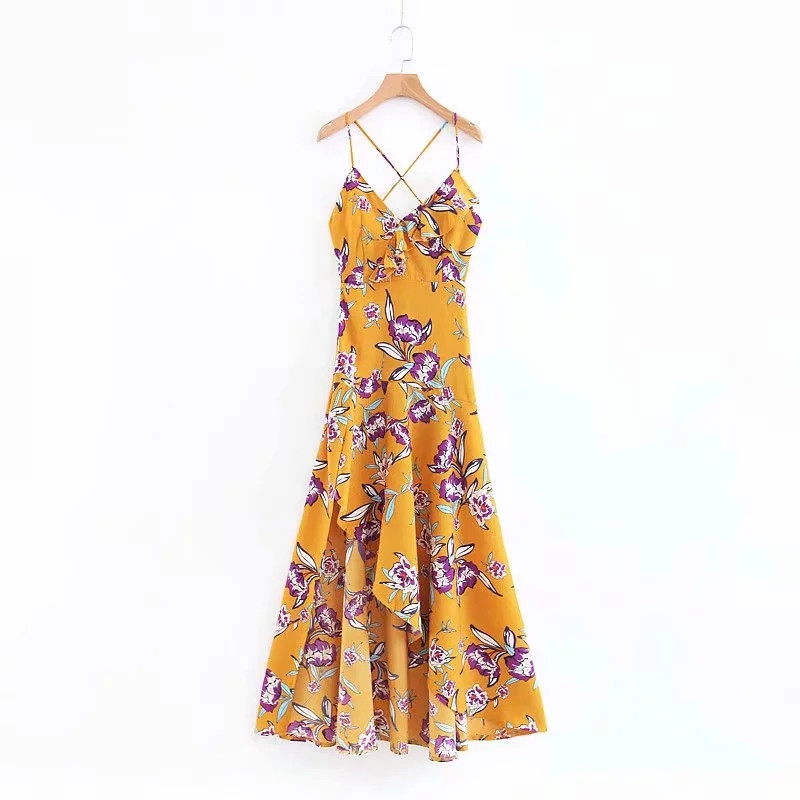 Rochie de dama cu bretele subtiri si model colorat