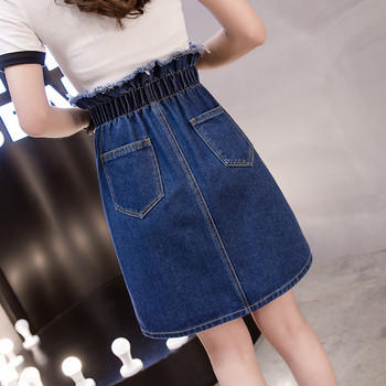 Fusta de dama moderna din denim cu talie elastica