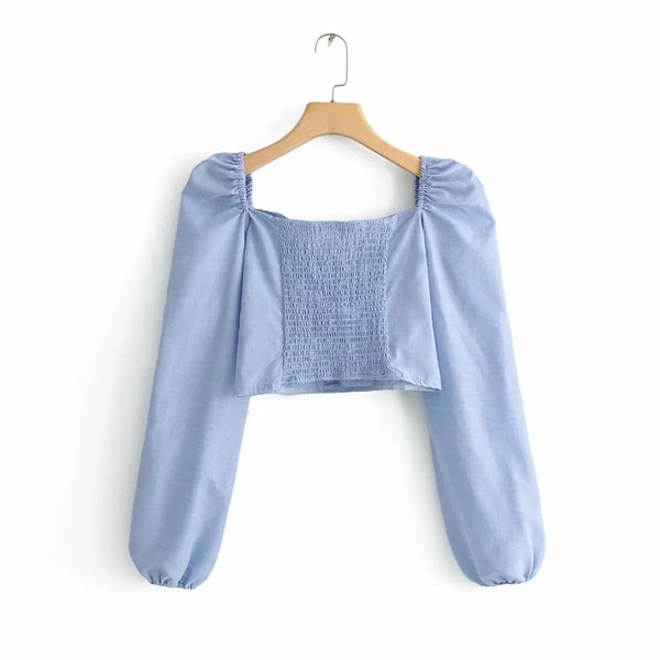 Bluză de damă cu mâneci lungi în albastru