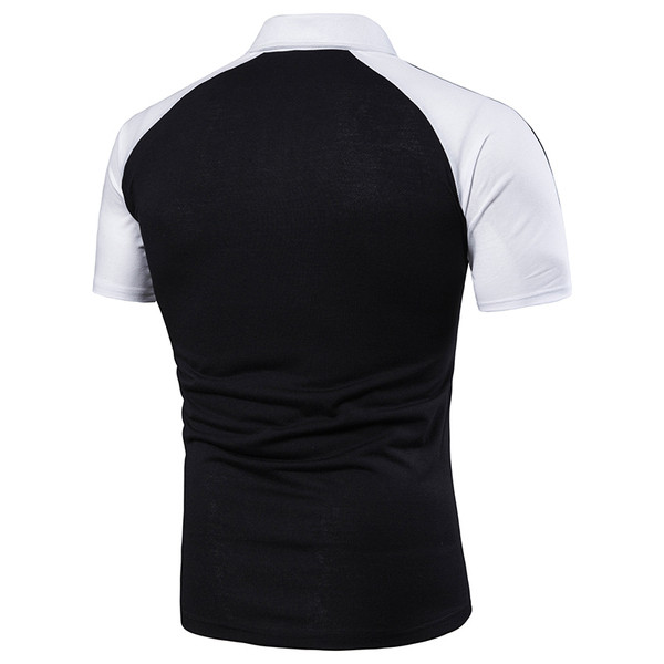 Tricou modern pentru bărbați cu guler clasic în alb și negru