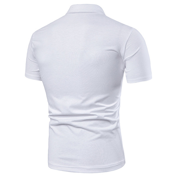 Tricou modern pentru bărbați cu guler clasic și mâneci scurte în alb și negru