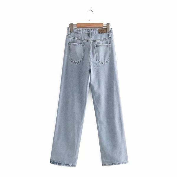 Blugi casual de dama cu buzunare in albastru