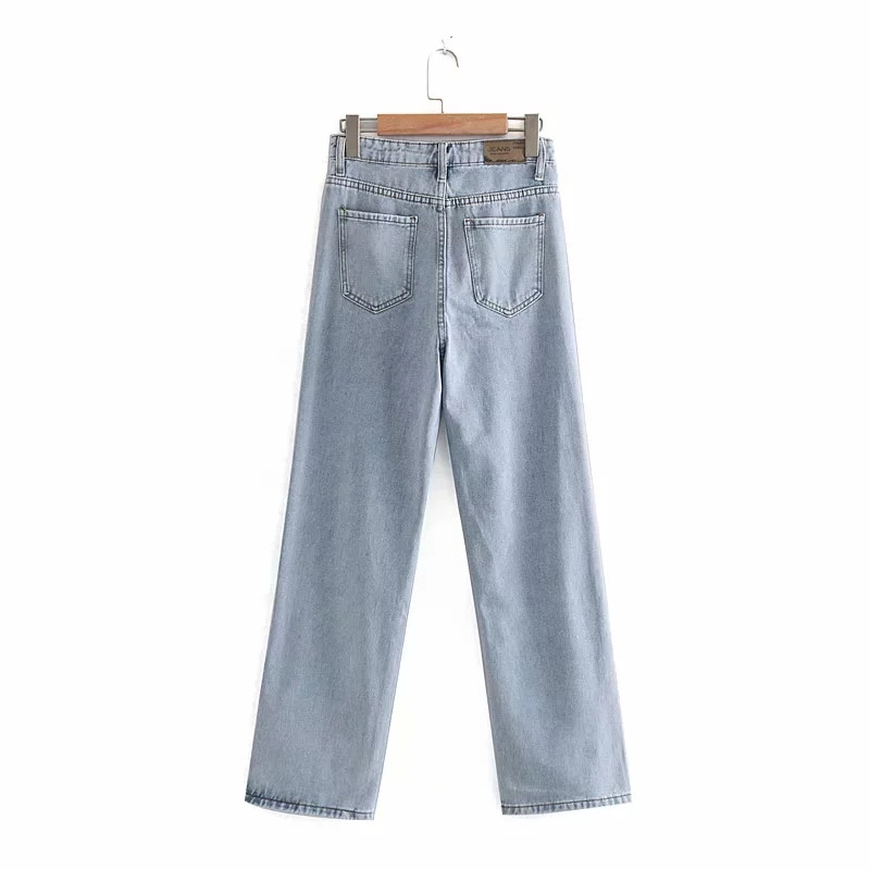 Blugi casual de dama cu buzunare in albastru