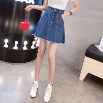 Fusta dama casual din denim - model decupat